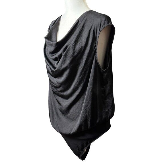 Express Womens L Top Black Sleeveless Cowl Neck Bodysuit Top Snap Closure Comfy - Picture 5 of 10